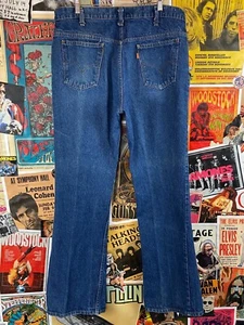 Vtg 70s Mens Orange Tab Levis 37x33 Bootcut Denim Jeans USA Western Rockabilly - Picture 1 of 10