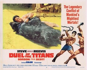 DUEL OF THE TITANS Original Lobby Card 6 Gordon Scott Steve Reeves Virna Lisi