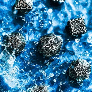 Metal Polyhedral Dice Set Silver Grey DnD Pathfinder Call of Cthulhu RPG Warrior - Picture 1 of 11