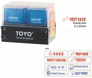 NUEVO Juego de estampillas de profesor Mini Toyo estampillas autoinclables 8 estampillas diferentes - Imagen 1 de 4