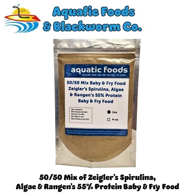 AQUATIC FOODS INC. 50/50 Mix of Spirulina, Algae and Rangen's Soft Moist 55% Protein Baby Fry Food