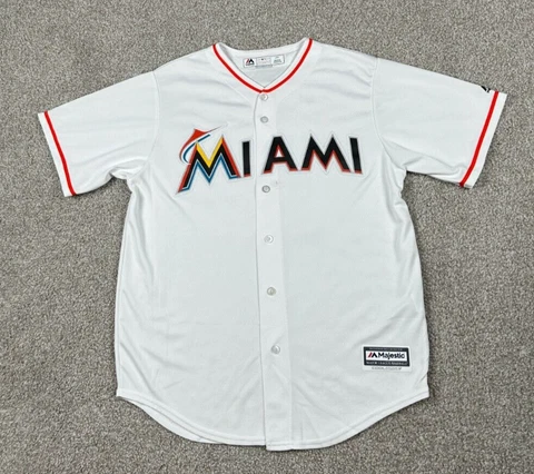 Miami Marlins Jose Fernandez  Jersey Mens Large White Majestic MLB Baseball Cover