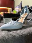 Christian Siriano Faux Suede Powder Blue Laced Strappy Heels, women size 6