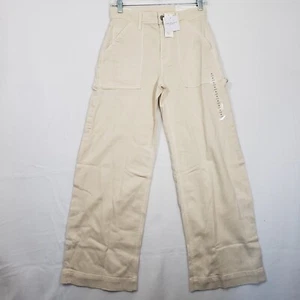 American Eagle Super High Rise Baggy Wide Leg Jeans Womens 0 Short Cream New NWT - Picture 1 of 13