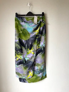 LB COLLECTION MAXI SKIRT Faux Wrap Wrapover Pencil Hawaiian Palm UK 10 - BNWT - Picture 1 of 7