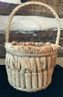 Easter Basket Corn Cob and Wicker Folk Art Country  Rustic, Easter Grass