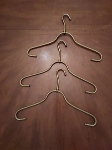 3 Vintage Rope Design Brass Coat Clothing Hangers Bridal Wedding BEAUTIFUL! - Picture 1 of 9