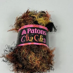 Patons Cha Cha Curly Eyelash Yarn Tango 77y Black Orange Yellow Knit Crochet DIY - Picture 1 of 7
