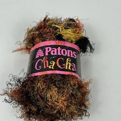 Patons Cha Cha Curly Eyelash Yarn Tango 77y Black Orange Yellow Knit Crochet DIY - Image 1 of 4