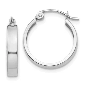 14K Solid White Gold 3mm Round Small Hoop Earrings - Picture 1 of 5