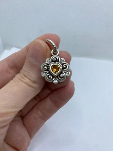 Brighton Yellow Topaz Citrine November Birthstone Heart Bracelet Charm - Picture 1 of 4