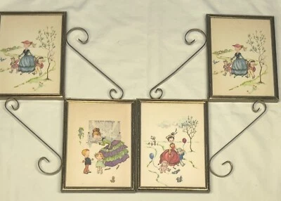 4 impresiones vintage de guardería infantil con marco dorado madre con niños Foto 1 de 4