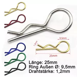 RC Karosserieklammern Splinte Spannstifte Federstecker Clips+ 1:8 1:10 1:12 1:16 - Bild 1 von 12