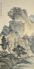 Vintage Chinese Watercolor WINTER MOUNTAINS Wall Hanging Scroll Painting