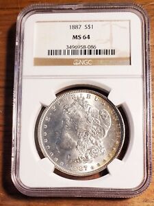 1887 Morgan Silver Dollar NGC MS64 Whisper of Rim Toning