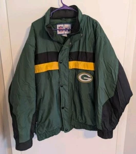 Vintage Green Bay Packers Men's XL Logo 7 Game Day Puffer Zip Winter Jacket - Picture 1 of 3