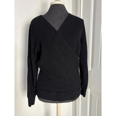 Suéter Harley Davidson para mujer negro acanalado envolvente cuello en V talla L Foto 1 de 4