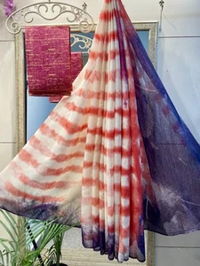 Blusa sari indio púrpura algodón lino ropa de fiesta - Imagen 1 de 5