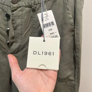 NWT DL1961 Linen Blend Women's Green Cargo Pants Size S Straight Leg Casual - Picture 1 of 13