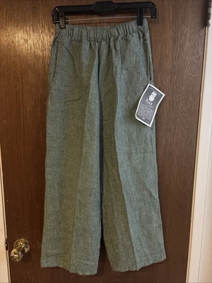flax by jeanne engelhart linen wide leg high rise pull on pants sz petite NWT - Image 1 of 4