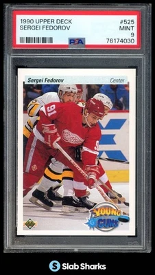 1990 UPPER DECK #525 SERGEI FEDOROV YOUNG GUNS RC ROOKIE PSA 9 - Image 1 of 4