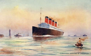 Cunard Line advert card (circa 1910's) - "Cunarder Arriving At Liverpool" - # 1 - Picture 1 of 2
