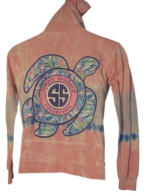 Camisa com capuz leve Simply Southern S rosa tingida tartaruga marinha - Imagem 1 de 4