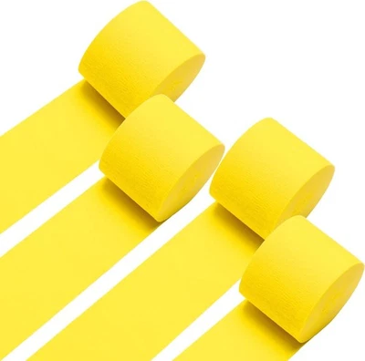Serpentinas de papel crepé amarillo 4 rollos decoración fiesta 1,8"x82 pies Foto 1 de 4
