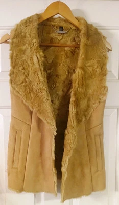 Chaleco de gamuza de piel sintética mercado negro de la Casa Blanca nuevo sin etiquetas en color tostado talla XS Foto 1 de 3