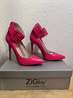 ZiGiny Pauline женщин лакированная кожа ярко розовый каблук на шпильке с пряжкой 7 М - Изображение 1 из 4