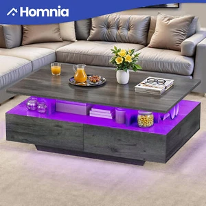 Coffee Table Adjustable Dimmable LED Color with 4 Drawers Storage Living Room - Picture 1 of 12