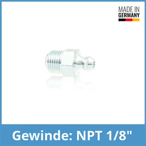 DIN 71412 A (H1) NPT 1/8" Stahl verzinkt Hochdruckschmiernippel bis 400 bar  - Picture 1 of 1