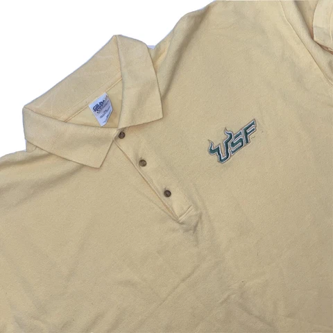 USF South Florida Bulls Yellow Short Sleeve Heavyweight Cotton Polo Size XXL Cover