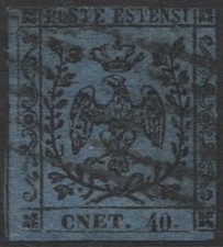 Modena - 40 C. azzurro con errore 'CNET' (N° 10f) - usato - 7/1081