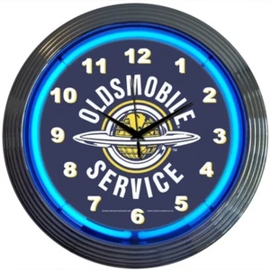 Gm Oldsmobile Service Neon Clock 15"x15" - Picture 1 of 1