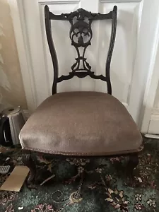 Antique Victorian Mahogany Low Salon Chair Bedroom Hall - Picture 1 of 3