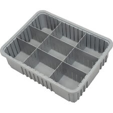 Plastic Dividable Grid Container 22-1/2"L x 17-1/2"W x 6"H Gray Lot of 3