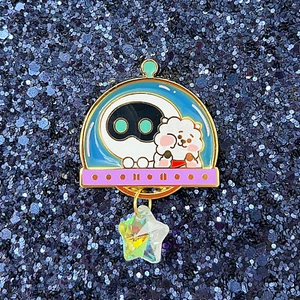 BTS 🔥 Clear Jin Wootteo RJ Enamel Pin 🔥 BT21 🔥 Happy Astronaut - Picture 1 of 2