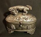 Vintage Silver Carved Chinese/Tibetan Dragon Box