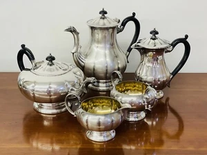 Antique 5 pc Marlboro Old English Silver Plated Copper Tea Set - Bild 1 von 5