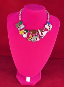 Echte Multi Edelsteine Latz Statement Halskette Halsband Anhänger Sterlingsilber - Bild 1 von 4