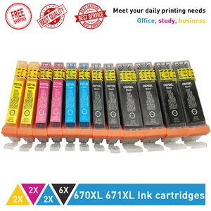 12 Ink Cartridges for Canon PGI-670XL CLI671XL PIXMA MG5760 MG5765 MG5766 MG6860 - Picture 1 of 1
