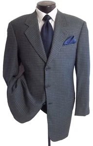 ## Giorgio Armani Neiman Marcus Blue Plaid 3Button Wool Vtg Jacket Coat 40R - Picture 1 of 8