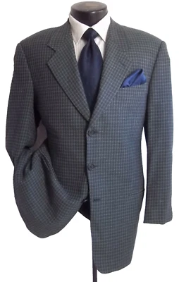 ## Giorgio Armani Neiman Marcus Blue Plaid 3Button Wool Vtg Jacket Coat 40R - Image 1 of 4