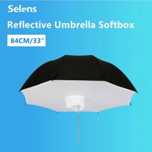 Selens 33" Black Silver Reflective Umbrella Softbox for Studio Photo Shoot Light - Picture 1 of 8