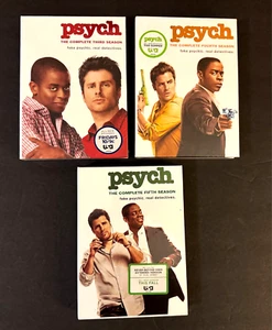 Psych: The Complete Third, Fourth and Fifth Seasons (DVD, 2009 - 2011) - 3 Sets - Picture 1 of 7