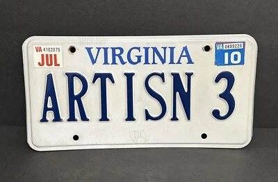 Virginia Vanity License Plate — ARTISN 3 (ARTISAN, ARTIST) - Image 1 of 4