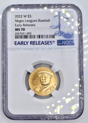 2022-W $5 Negro Leagues Baseball NGC MS70 - 🔥$5 Modern Gold Commemoratives🔥 - Image 1 of 4