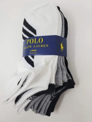 Носки женские Polo Ralph Lauren 6 шт в полоску на подошве низкого покроя черные/белые/серые - Изображение 1 из 4