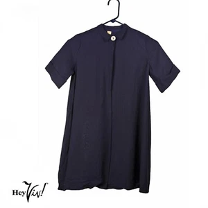 Vintage 40s 50s Abby Togs Girls Lightweight Navy Blue Linen Swing Coat - Hey Viv - Picture 1 of 5